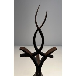Pair of Wrought Iron Andirons by Raymond Subes, French, circa 1940