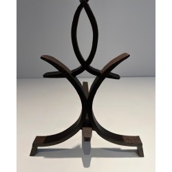 Paire de Chenets en Fer Forgé par Raymond Subes, Travail Français, vers 1940