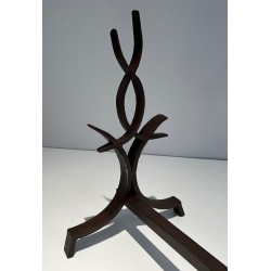 Pair of Wrought Iron Andirons by Raymond Subes, French, circa 1940