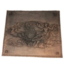 Cast Iron Fireback with a Romantic Scene, French Work, circa 1950