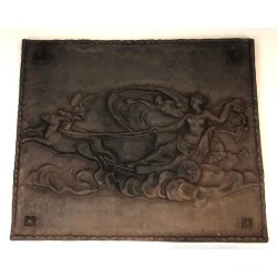 Plaque de Cheminée en Fonte à Scène Romantique, Travail Français, vers 1950