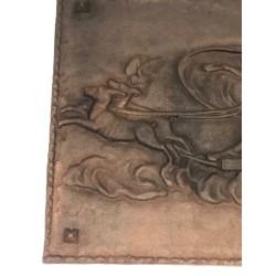 Cast Iron Fireback with a Romantic Scene, French Work, circa 1950