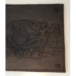 Cast Iron Fireback with a Romantic Scene, French Work, circa 1950
