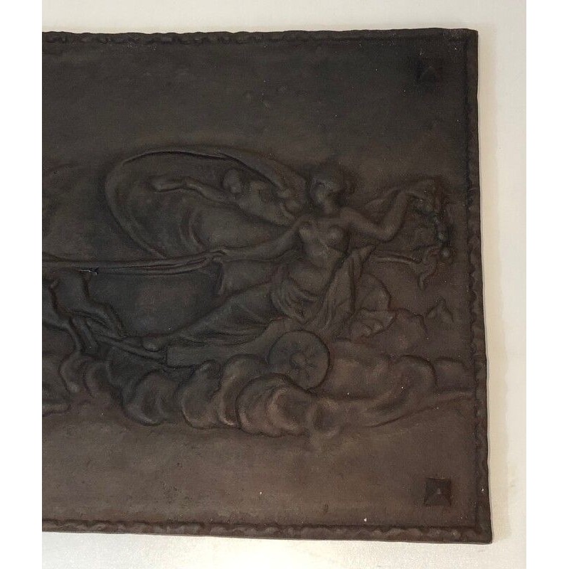 Plaque de Cheminée en Fonte à Scène Romantique, Travail Français, vers 1950