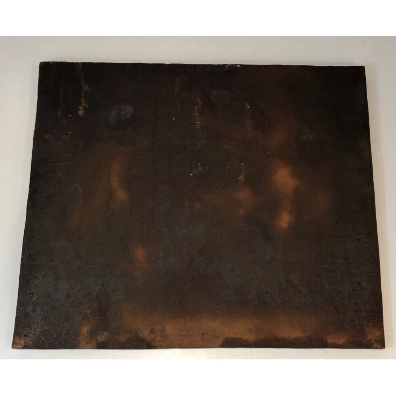 Cast Iron Fireback with a Romantic Scene, French Work, circa 1950