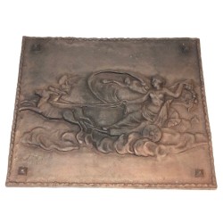 Plaque de Cheminée en Fonte à Scène Romantique, Travail Français, vers 1950