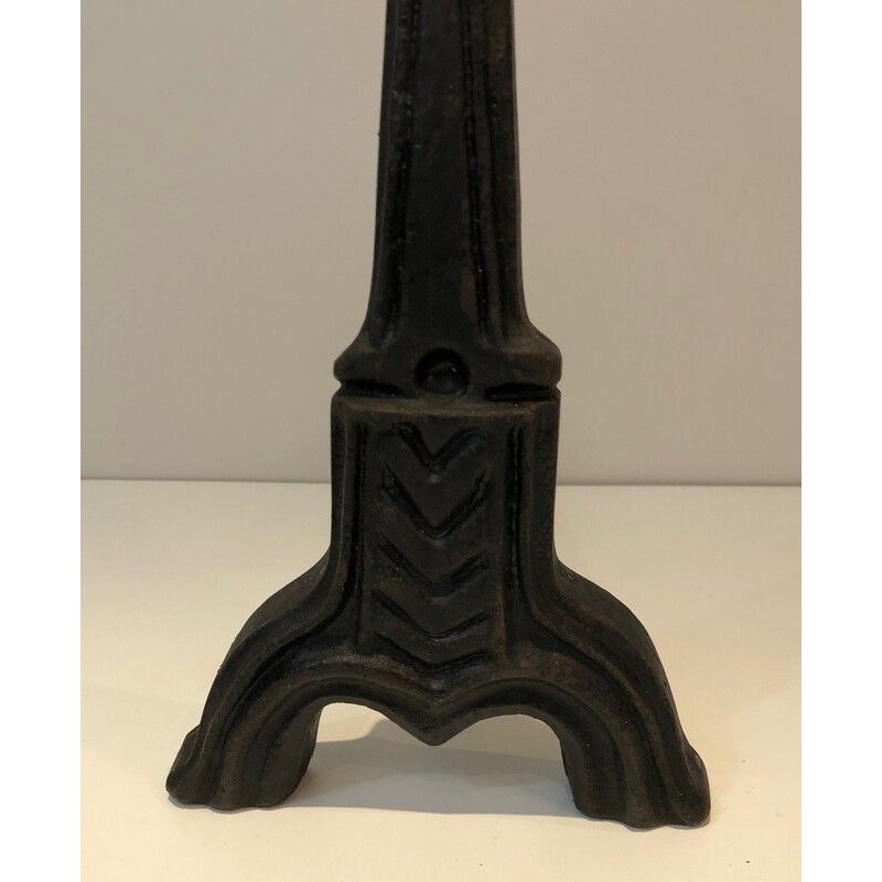 Paire de Chenets Néo-Gothiques en Fonte, Travail Français, vers 1950