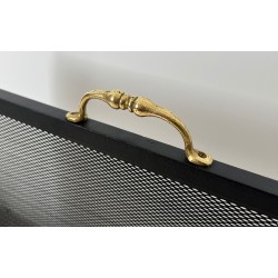 Neoclassical Steel, Brass and Wire Mesh Fireplace Screen with Bronze Claw Feet, French Work, circa 1940