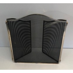 Silvered Metal and Wire Mesh Fireplace Screen, French Work, circa 1970