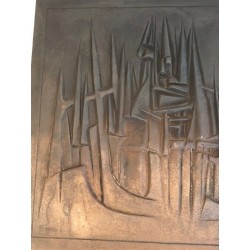 Plaque de Cheminée Moderniste en Fonte par R. Deret, Fondée par Stern, 1982