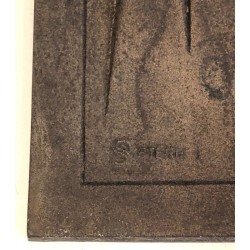 Modernist Cast Iron Fireback by R. Deret, Cast by Stern Foundry, 1982