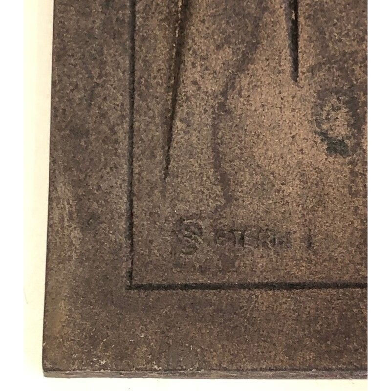Plaque de Cheminée Moderniste en Fonte par R. Deret, Fondée par Stern, 1982