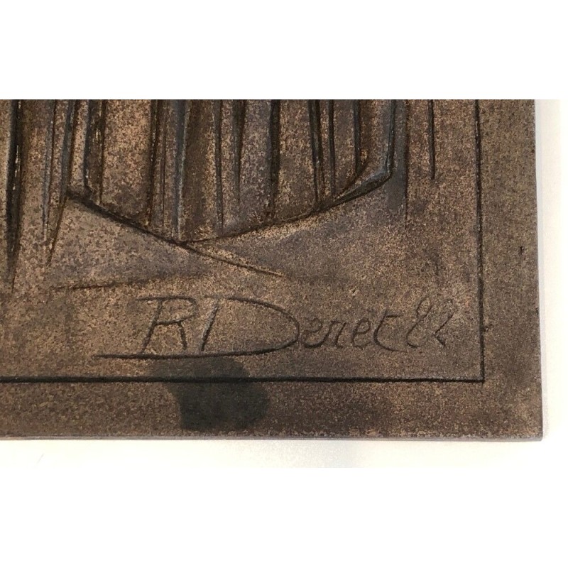 Plaque de Cheminée Moderniste en Fonte par R. Deret, Fondée par Stern, 1982