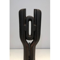 Paire de Chenets Modernistes en Fonte et Fer Forgé, Travail Français, vers 1970