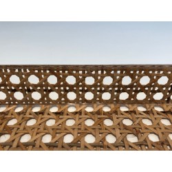 Pair of Lucite and Caned Serving Plate with One Folding Base