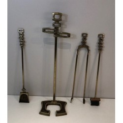 Nécessaire de Feu Moderniste en Laiton, Travail Italien, vers 1970