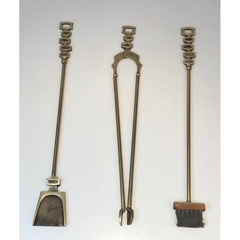 Nécessaire de Feu Moderniste en Laiton, Travail Italien, vers 1970