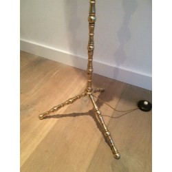 Brass and Glass Floor Lamp, in the Style of Maison Baguès, circa 1960