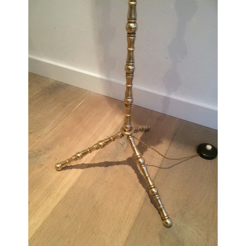 Brass and Glass Floor Lamp, in the Style of Maison Baguès, circa 1960