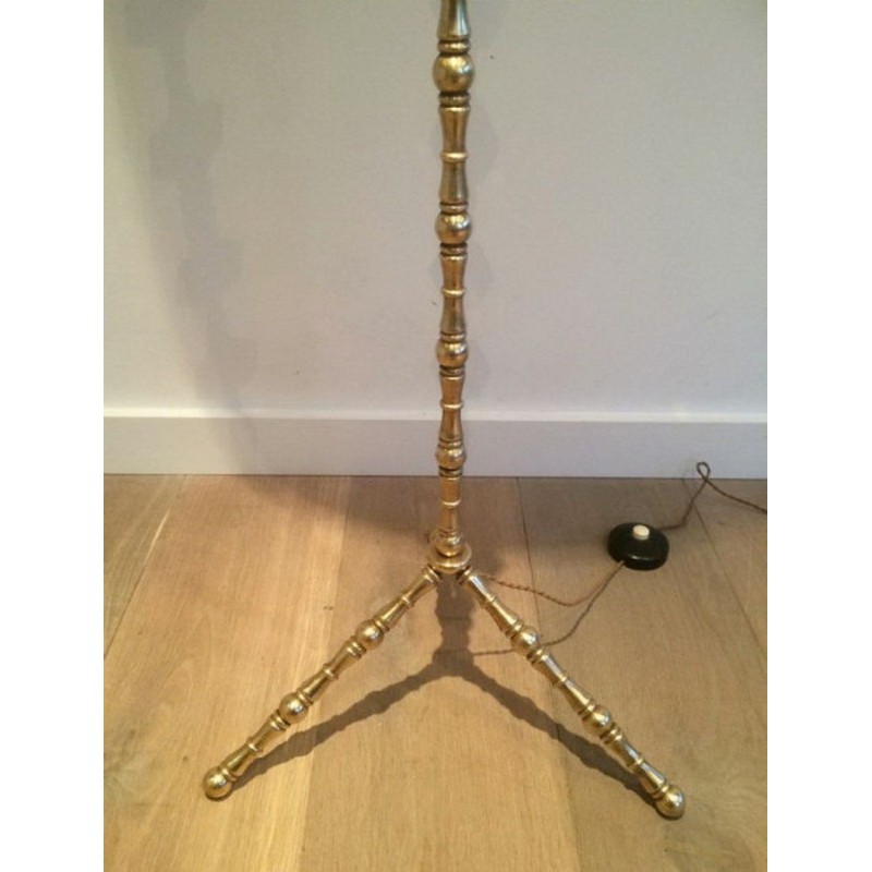 Brass and Glass Floor Lamp, in the Style of Maison Baguès, circa 1960