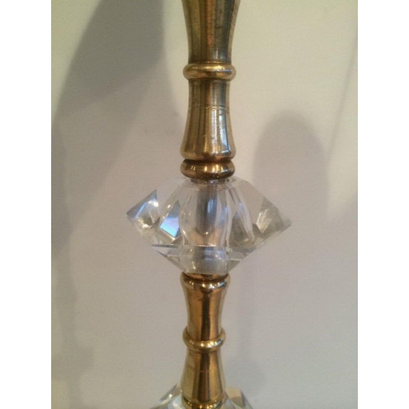 Lampadaire en Laiton et Verre, dans le Goût de la Maison Baguès, vers 1960