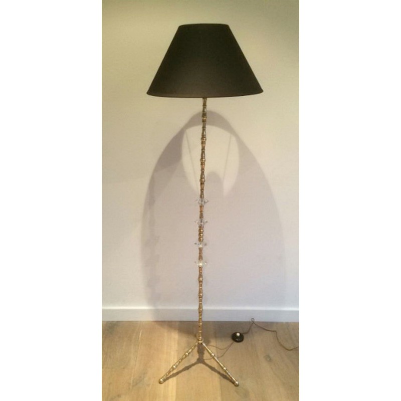 Brass and Glass Floor Lamp, in the Style of Maison Baguès, circa 1960