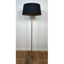 Paire de Lampadaires Faux-Bambou en Bronze et Laiton, Jacques Adnet, vers 1940
