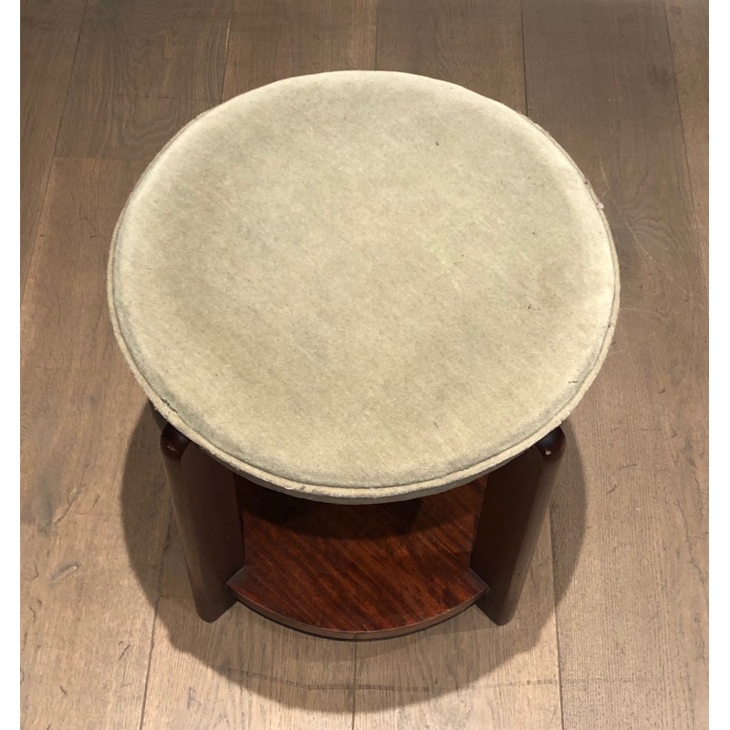 Mahogany and Velvet Stool, in the Art Déco Taste, circa 1970