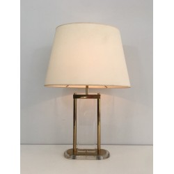 Gilt Brass and Lucite Table Lamp, French Work, circa 1970