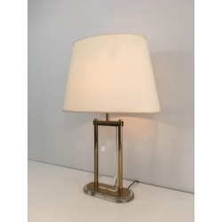 Gilt Brass and Lucite Table Lamp, French Work, circa 1970