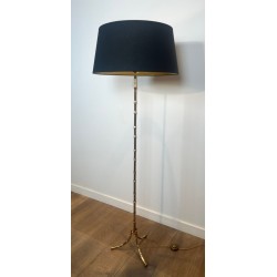Paire de Lampadaires en Bronze Faux-Bambou, Maison Baguès, Art Déco, vers 1940