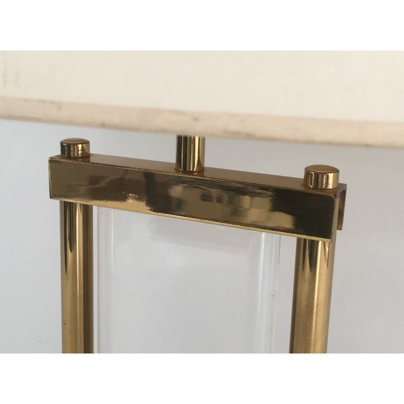 Gilt Brass and Lucite Table Lamp, French Work, circa 1970