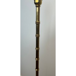 Paire de Lampadaires de Parquet Façon Faux-Bambou en Bronze et Laiton de Jacques Adnet