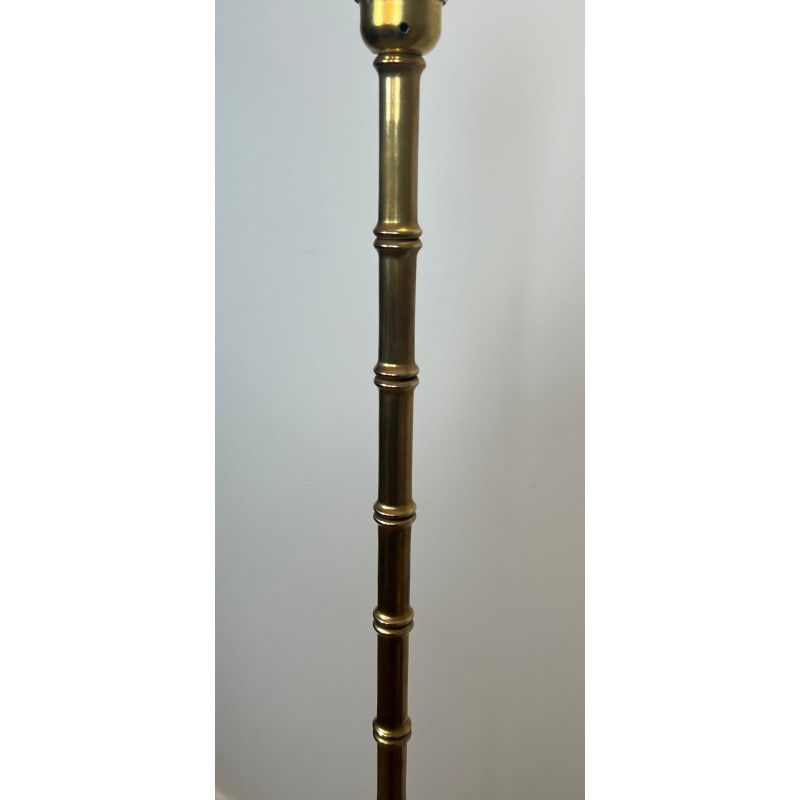 Paire de Lampadaires Faux-Bambou en Bronze et Laiton, Jacques Adnet, vers 1940