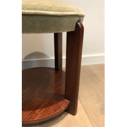 Mahogany and Velvet Stool, in the Art Déco Taste, circa 1970