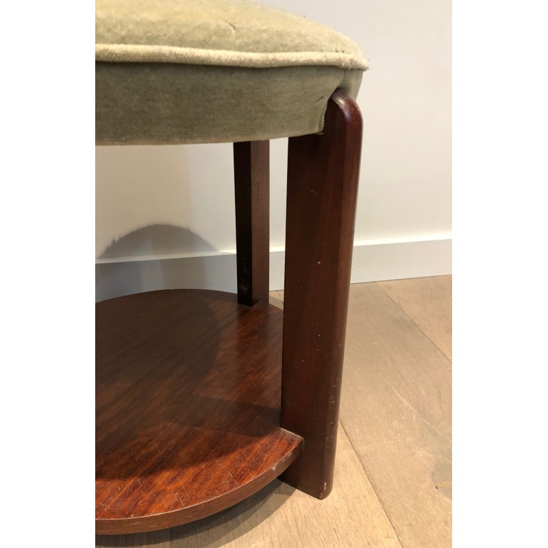 Mahogany and Velvet Stool, in the Art Déco Taste, circa 1970