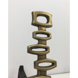 Paire de Chenets Modernistes en Laiton, Travail Italien, vers 1970