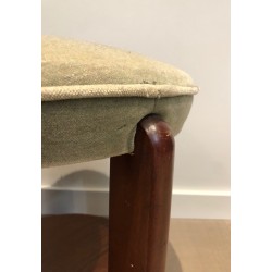 Mahogany and Velvet Stool, in the Art Déco Taste, circa 1970