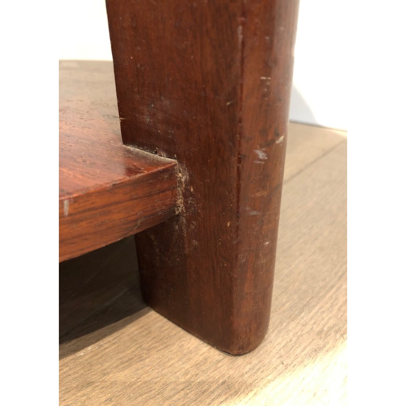 Mahogany and Velvet Stool, in the Art Déco Taste, circa 1970