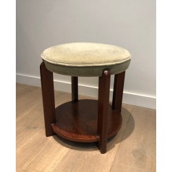 Mahogany and Velvet Stool, in the Art Déco Taste, circa 1970