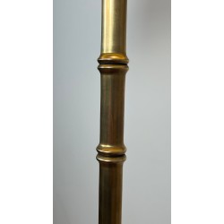Paire de Lampadaires Faux-Bambou en Bronze et Laiton, Jacques Adnet, vers 1940