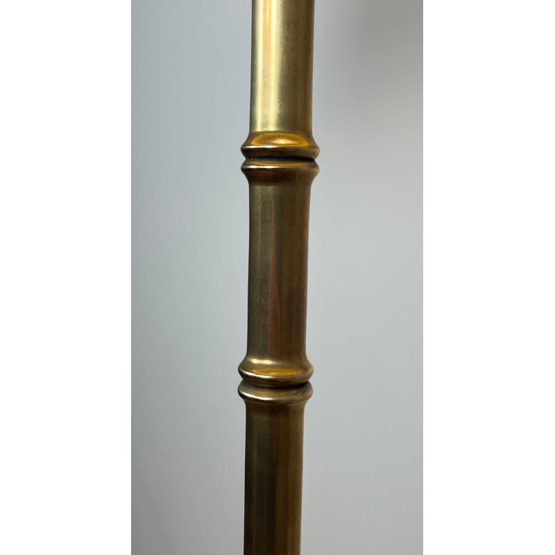 Pair of Faux-Bamboo Bronze and Brass Floor Lamps, Jacques Adnet, circa 1940