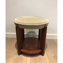 Mahogany and Velvet Stool, in the Art Déco Taste, circa 1970
