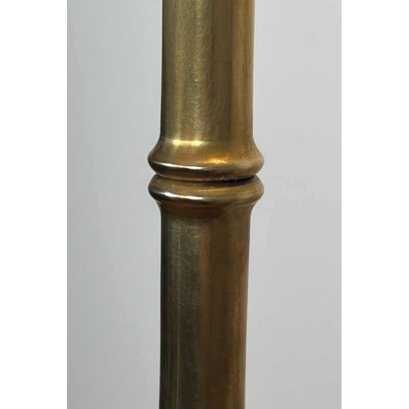 Pair of Faux-Bamboo Bronze and Brass Floor Lamps, Jacques Adnet, circa 1940