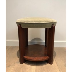 Mahogany and Velvet Stool, in the Art Déco Taste, circa 1970