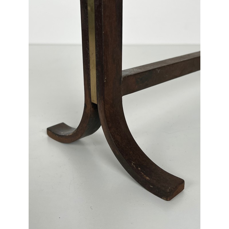 Pair of Modernist Steel, Brass and Wrought Iron Andirons, in the Style of Jacques Adnet, circa 1940