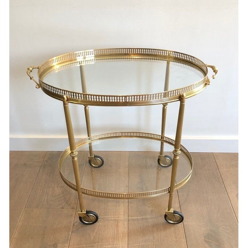 Neoclassical Style Brass Drinks Trolley