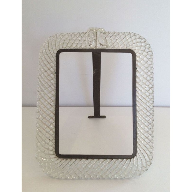 Murano Crystal and Brass Frame by Barovier & Toso, circa 1970