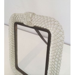 Murano Crystal and Brass Frame by Barovier & Toso, circa 1970