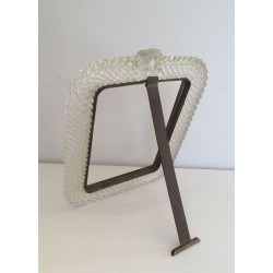 Murano Crystal and Brass Frame by Barovier & Toso, circa 1970